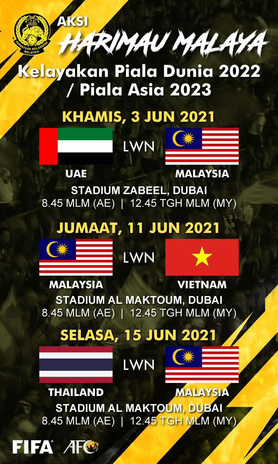 Jadual Kelayakan Piala Dunia 2022 Malaysia